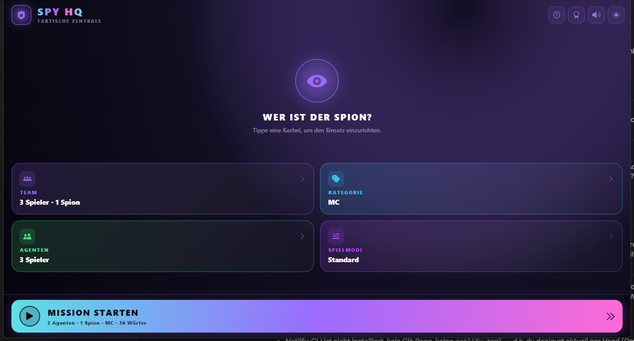 SPY HQ — PRISM Startmenü